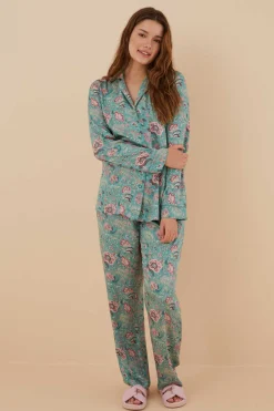 Pijama Camiseiro Flores Viscose Cetim