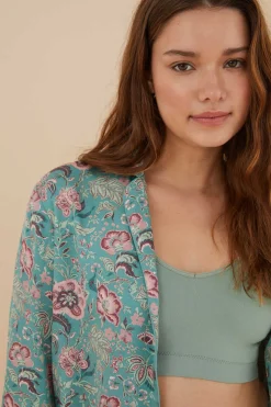 Pijama Camiseiro Flores Viscose Cetim