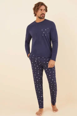 Pijama Comprido De Homem 100% Algodao Pesca