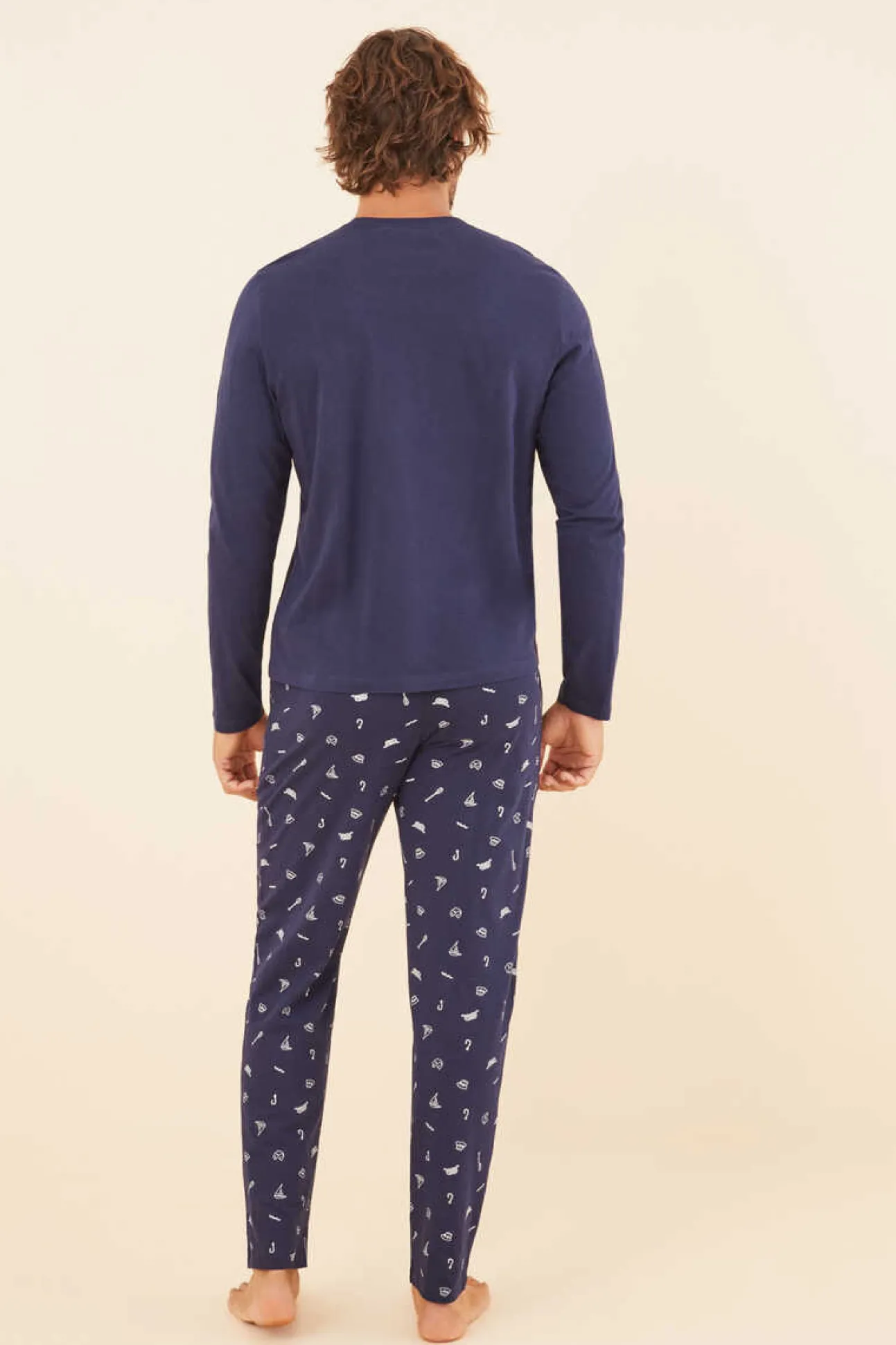 Pijama Comprido De Homem 100% Algodao Pesca