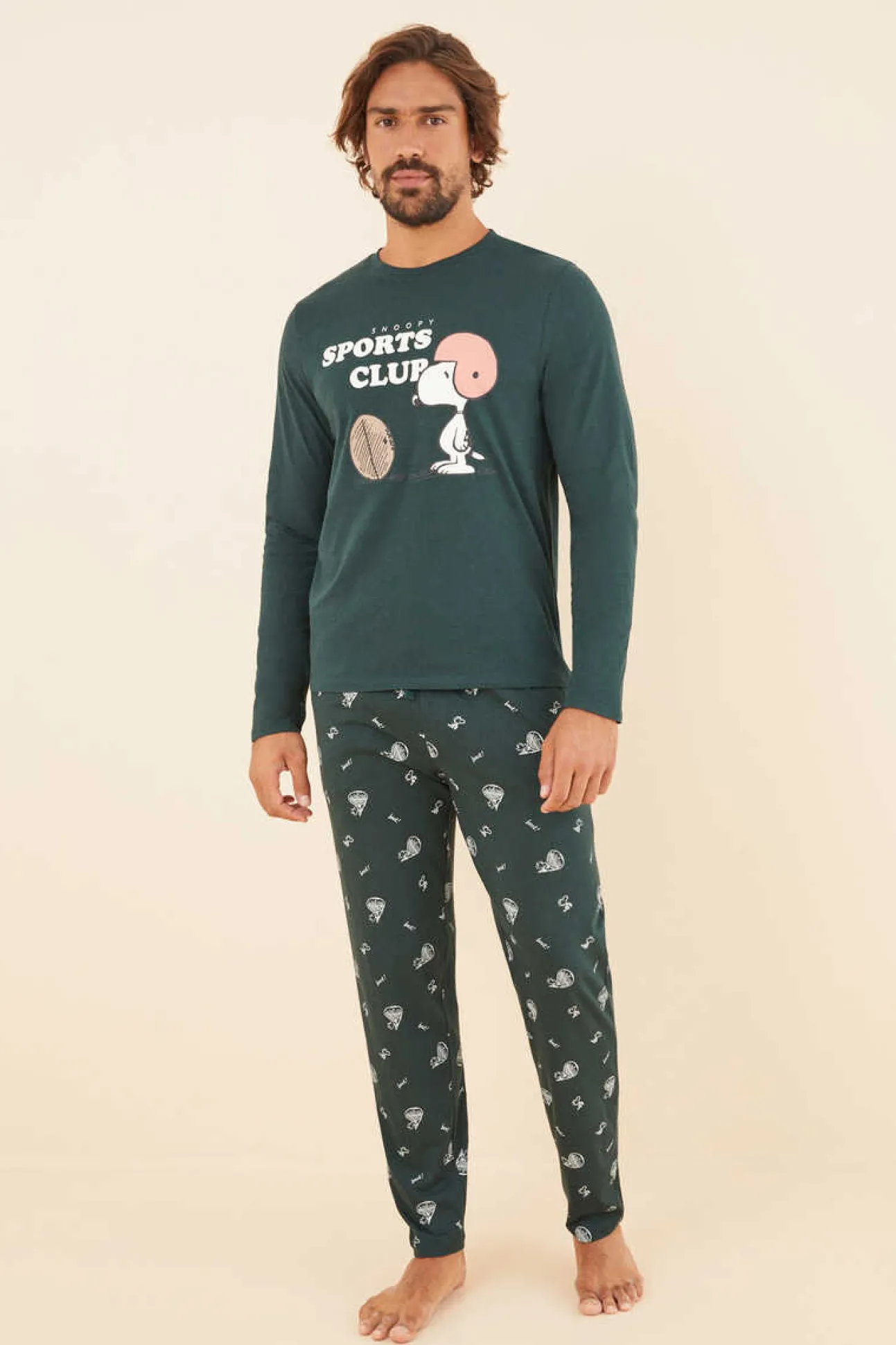 Pijama Comprido De Homem 100% Algodao Snoopy