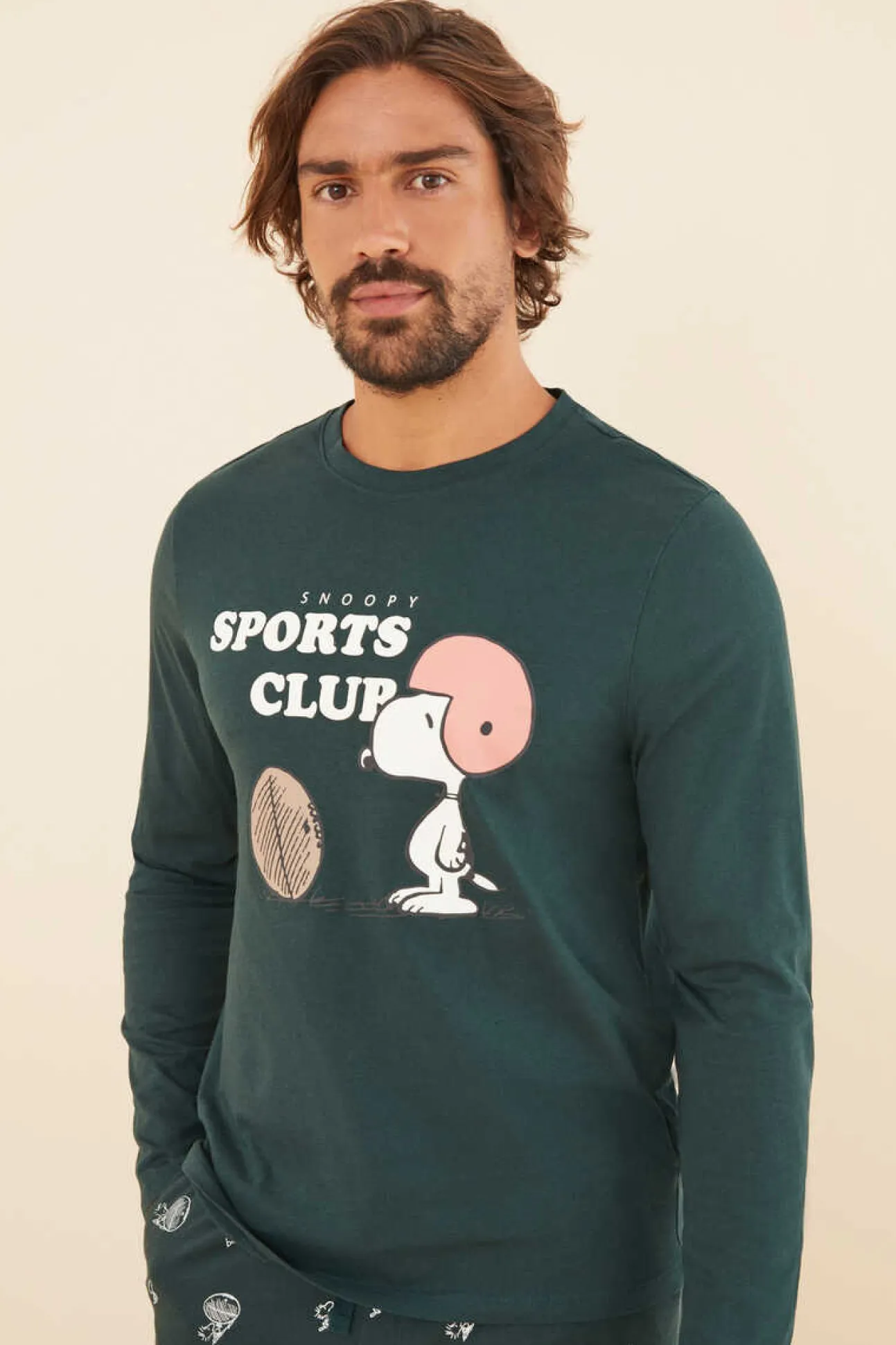 Pijama Comprido De Homem 100% Algodao Snoopy