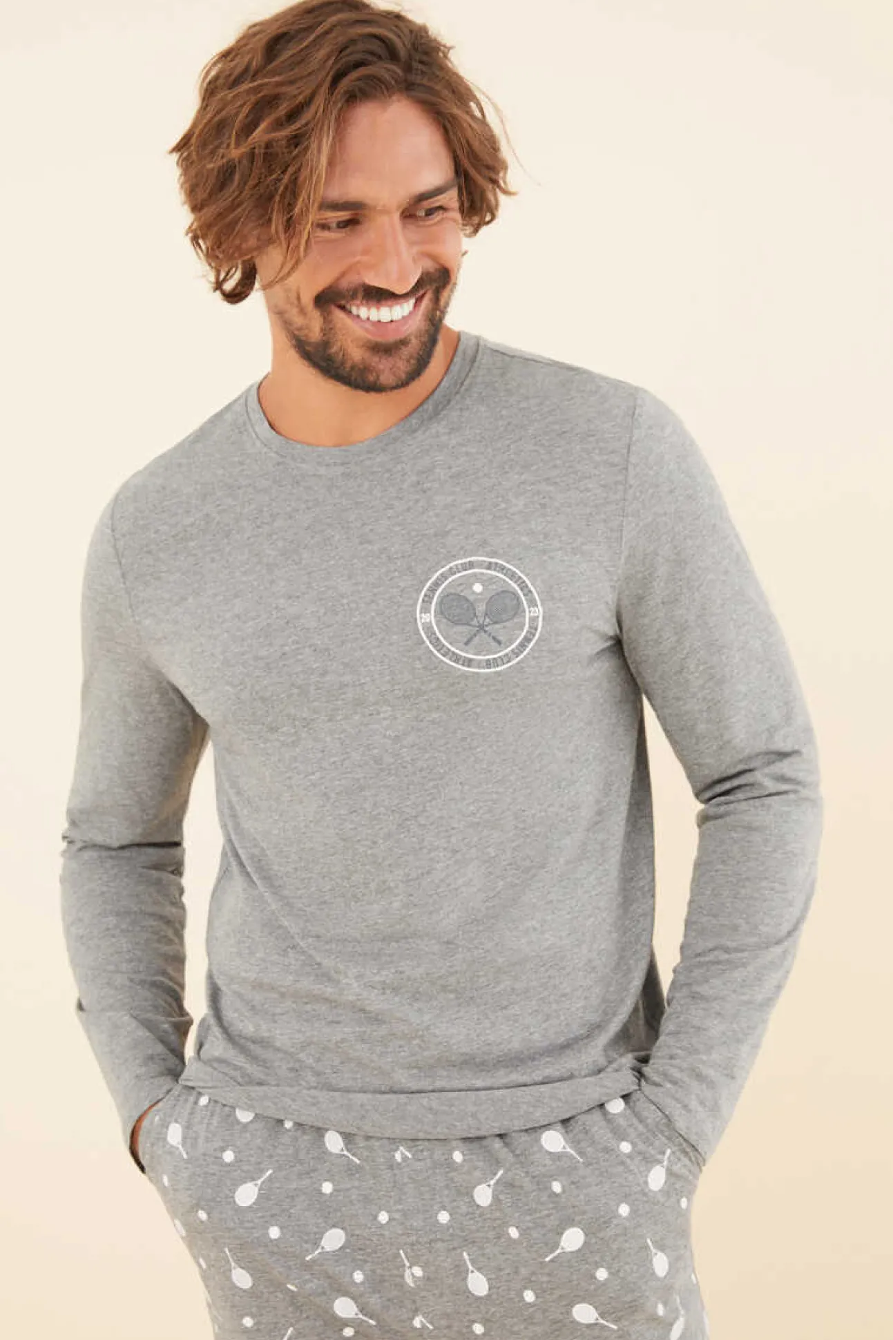 Pijama Comprido Homem 100% Algodao Tenis