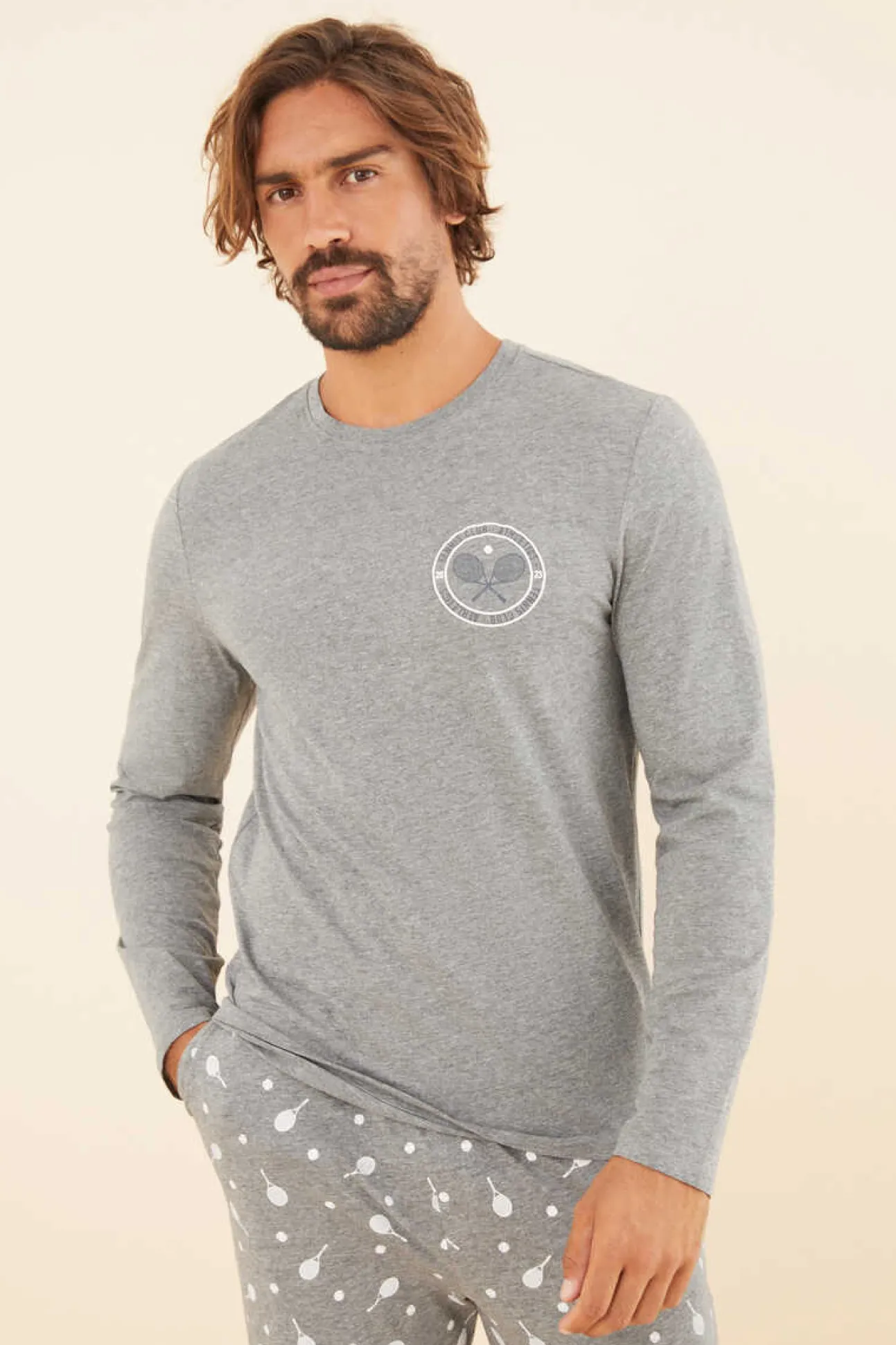 Pijama Comprido Homem 100% Algodao Tenis