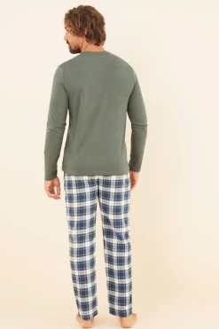 Pijama Comprido Homem 100% Algodao Verde