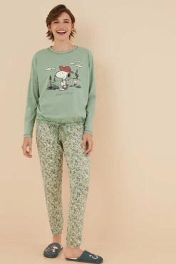 Pijama De 100% Algodao Do Snoopy Em