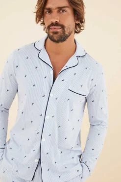 Pijama De Homem Composto Por Calcas E Camisola De Manga Comprida, 100% Algodao, Em Cor Verde, Com Estampado De Xadrez.