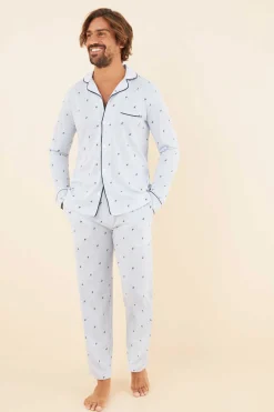 Pijama De Homem Composto Por Calcas E Camisola De Manga Comprida, 100% Algodao, Em Cor Verde, Com Estampado De Xadrez.