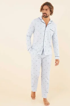Pijama De Homem Composto Por Calcas E Camisola De Manga Comprida, 100% Algodao, Em Cor Verde, Com Estampado De Xadrez.