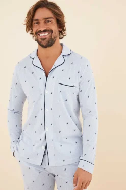 Pijama De Homem Composto Por Calcas E Camisola De Manga Comprida, 100% Algodao, Em Cor Verde, Com Estampado De Xadrez.