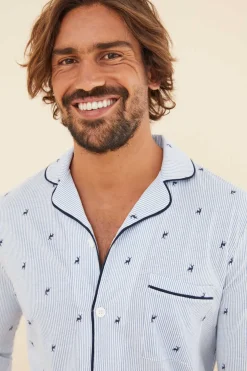 Pijama De Homem Composto Por Calcas E Camisola De Manga Comprida, 100% Algodao, Em Cor Verde, Com Estampado De Xadrez.