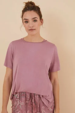 Pijama Manga Curta Calcas Compridas Flores Viscose Cetim