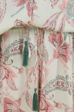 Pijama Paisley Manga Curta Folho Calcas Capri