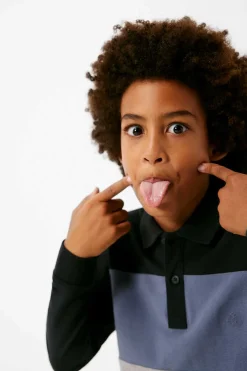 Polo Color Block Manga Comprida Menino