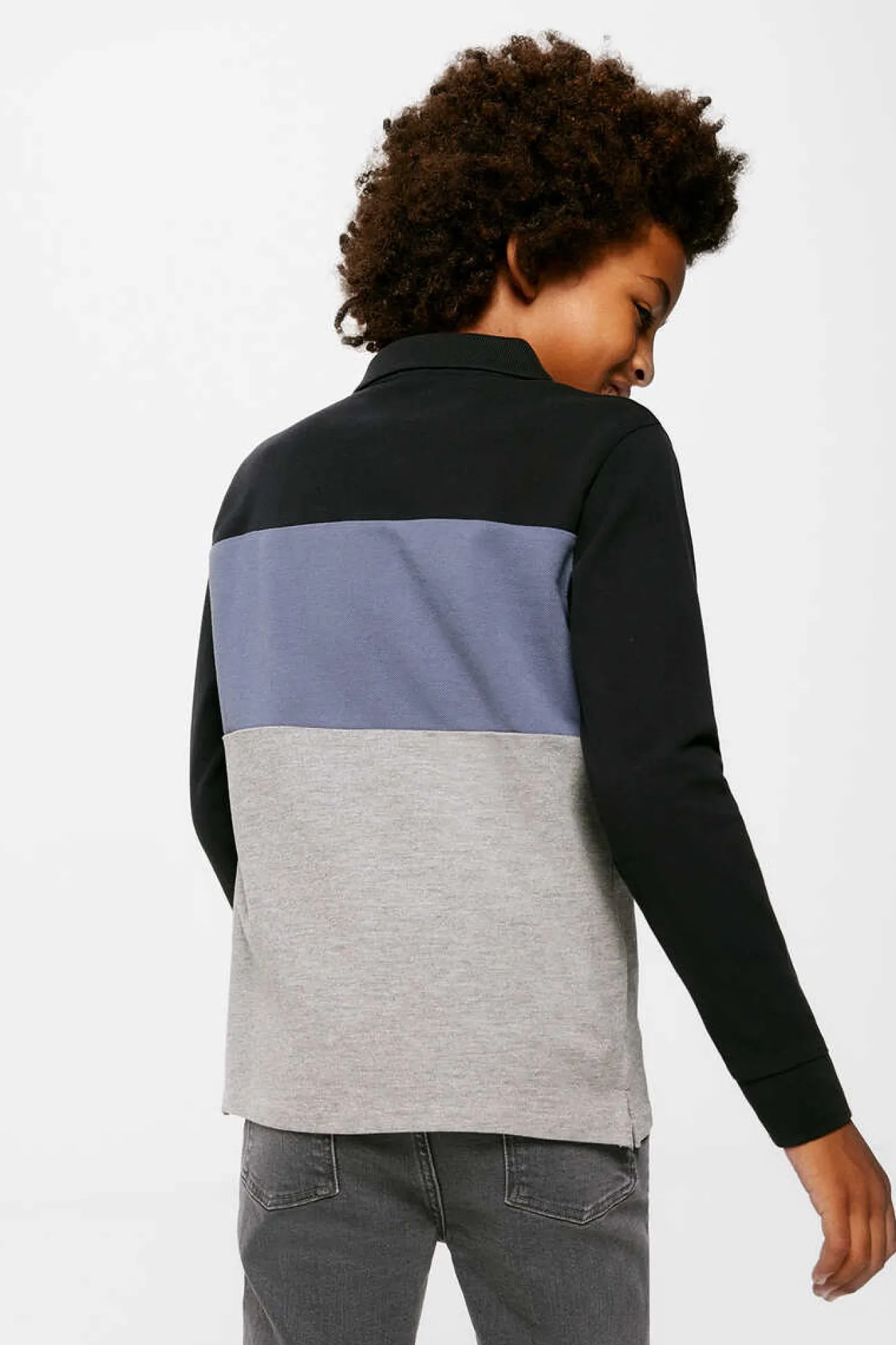 Polo Color Block Manga Comprida Menino