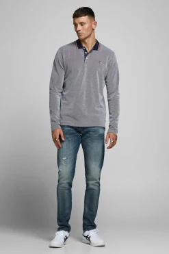 Polo Manga Comprida Faixa Contraste