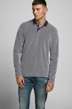 Polo Manga Comprida Faixa Contraste