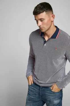 Polo Manga Comprida Faixa Contraste