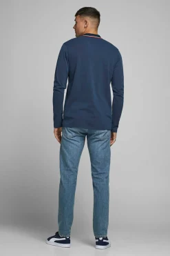 Polo Manga Comprida Faixa Contraste