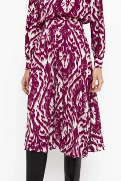 Saia Midi Estampada Plissada