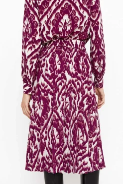 Saia Midi Estampada Plissada