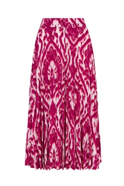 Saia Midi Estampada Plissada