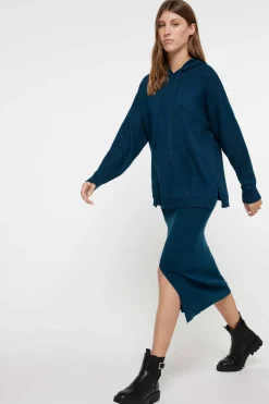 Saia Midi Malha Com Abertura Frontal