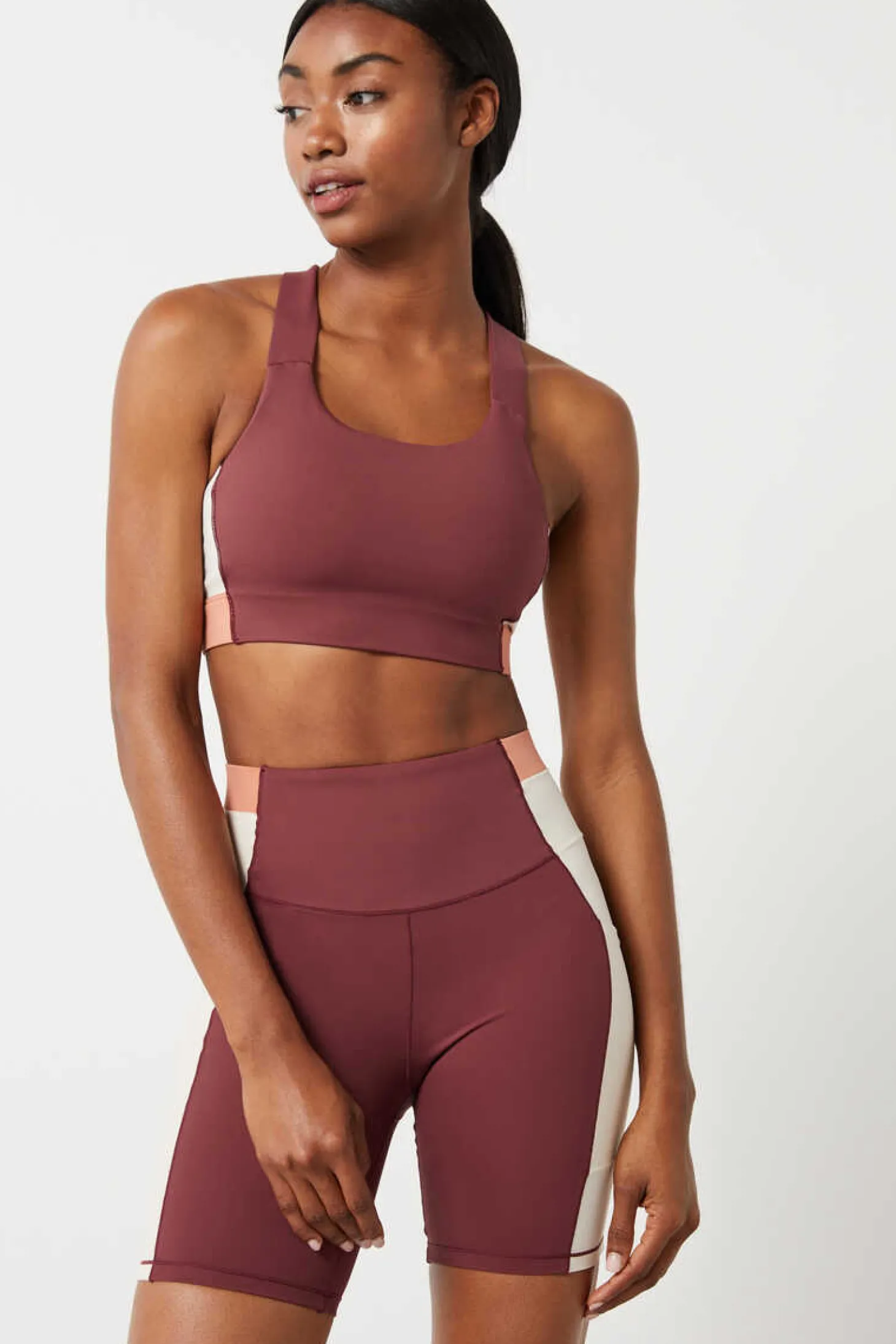 Soutien Desportivo Color Block Grena 4D Stretch