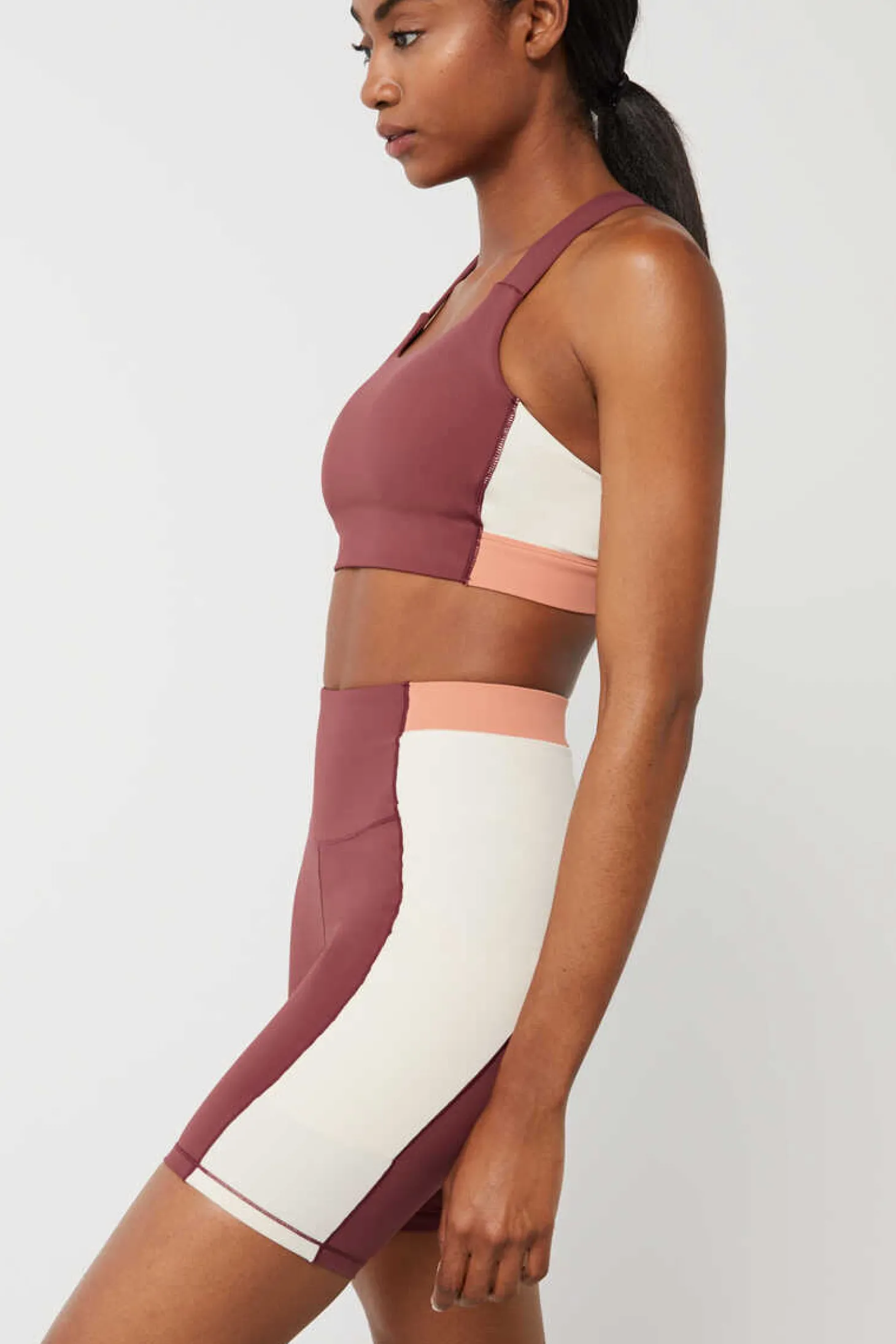 Soutien Desportivo Color Block Grena 4D Stretch