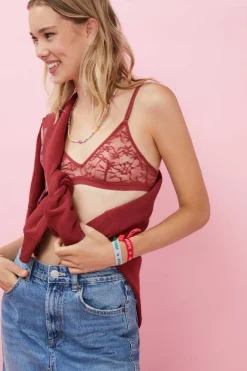 Soutien Top Triangular Renda Escuro