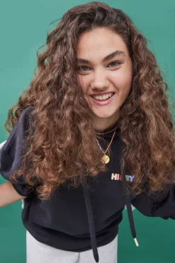 Sweatshirt Capuz Felpa Preta Logo Multicolor