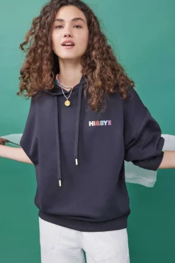 Sweatshirt Capuz Felpa Preta Logo Multicolor