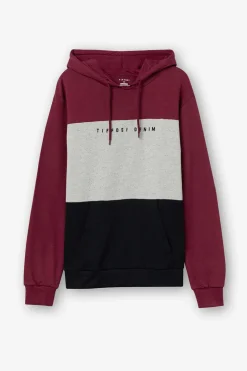 Sweatshirt Com Capuz Tricolorida Com Bordado