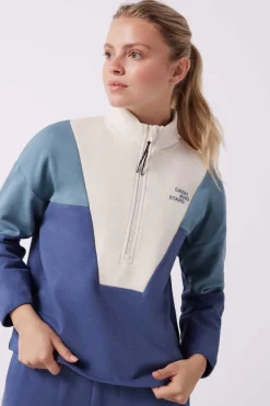 Sweatshirt Com Fecho-Eclair De Algodao Tricolor