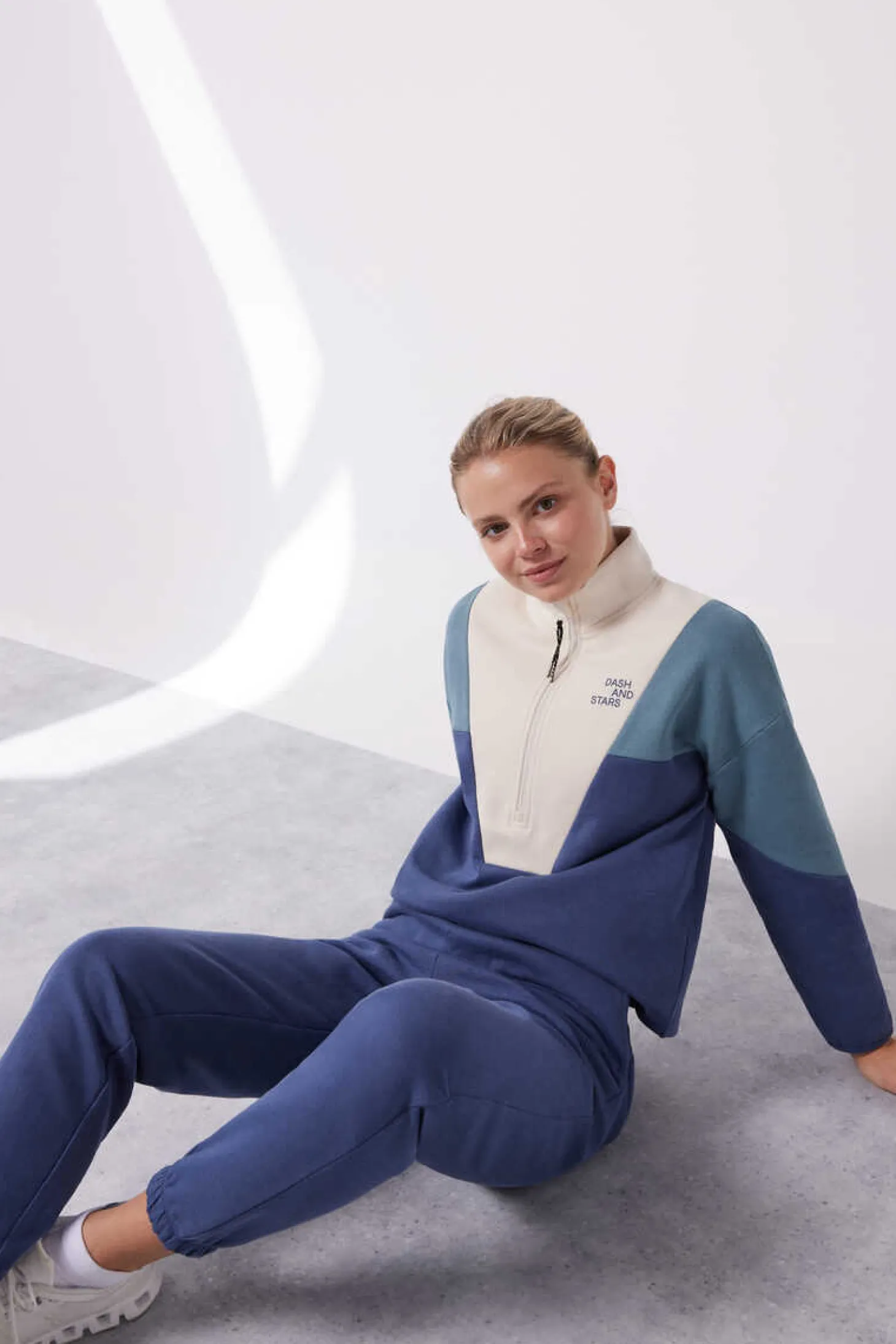 Sweatshirt Com Fecho-Eclair De Algodao Tricolor