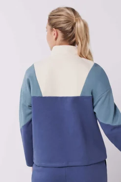 Sweatshirt Com Fecho-Eclair De Algodao Tricolor