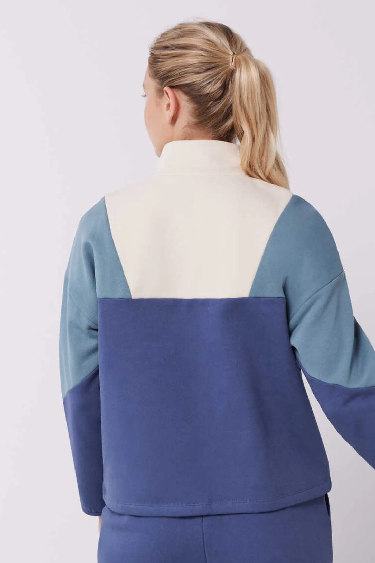 Sweatshirt Com Fecho-Eclair De Algodao Tricolor