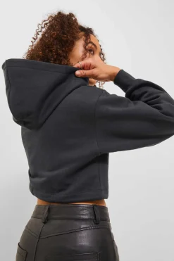 Sweatshirt De Mulher Cropped Com Capuz