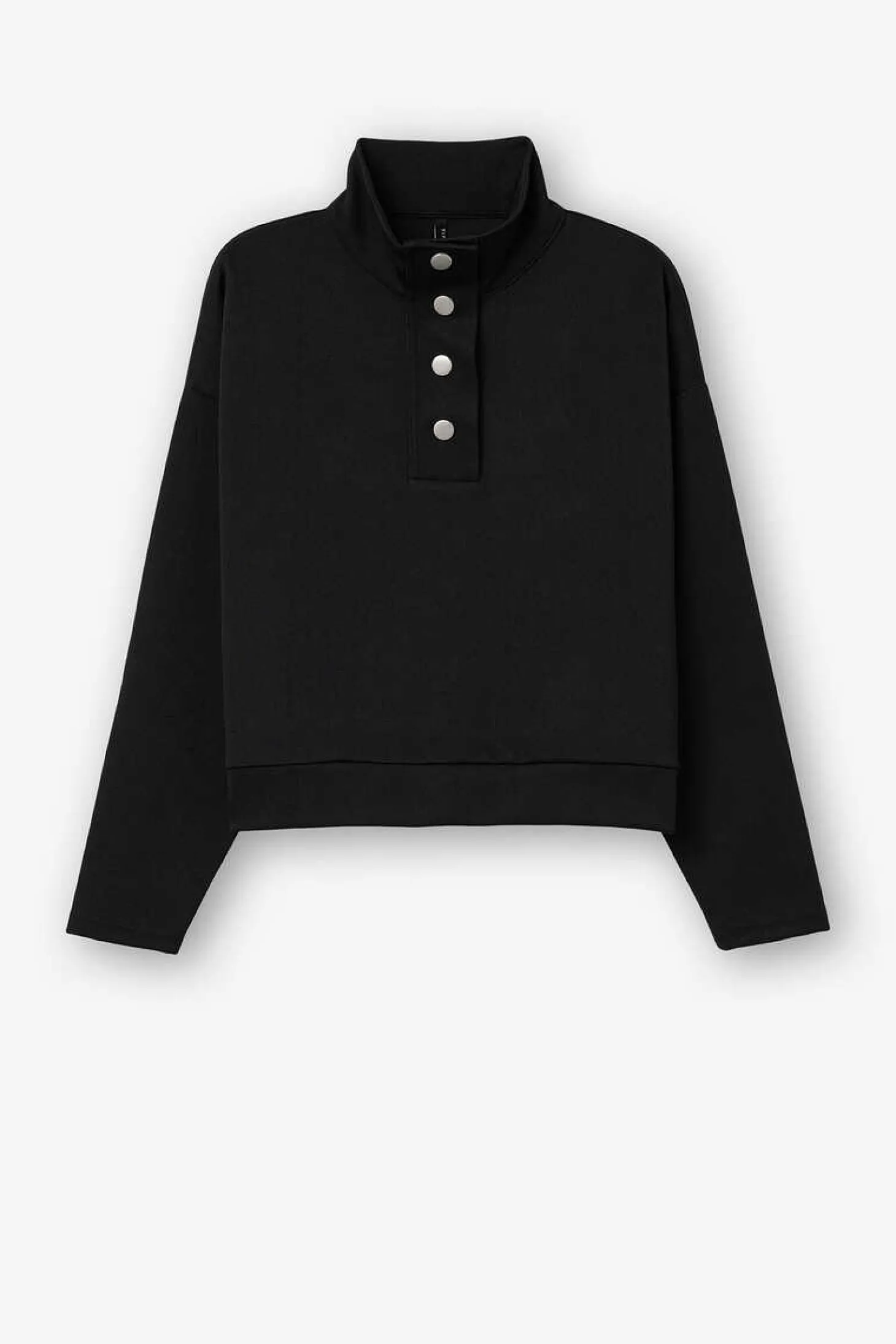 Sweatshirt Pique Com Botoes De Mola