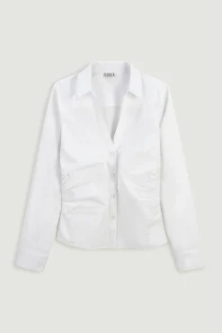 Tailliertes Hemd Mit V-Ausschnitt