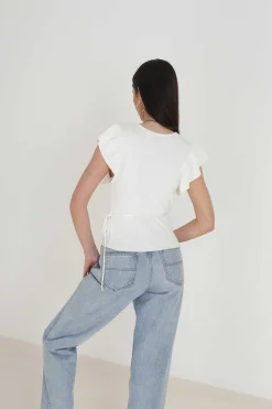 Top Canelado De Manga Curta Folho