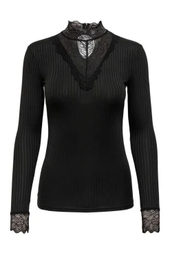 Top Canelado Detalhe De Renda