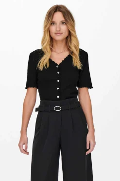 Top Canelado Manga Curta