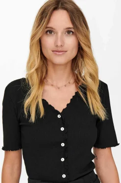 Top Canelado Manga Curta