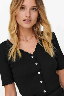 Top Canelado Manga Curta