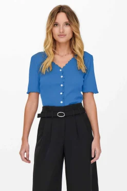 Top Canelado Manga Curta