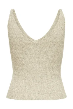 Top De Alcas Decote Bico Com Linho