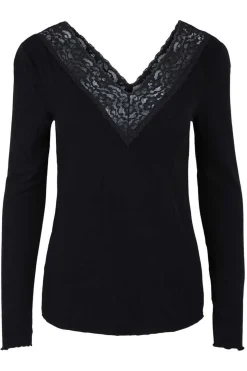 Top De Manga Comprida E Gola Em Bico