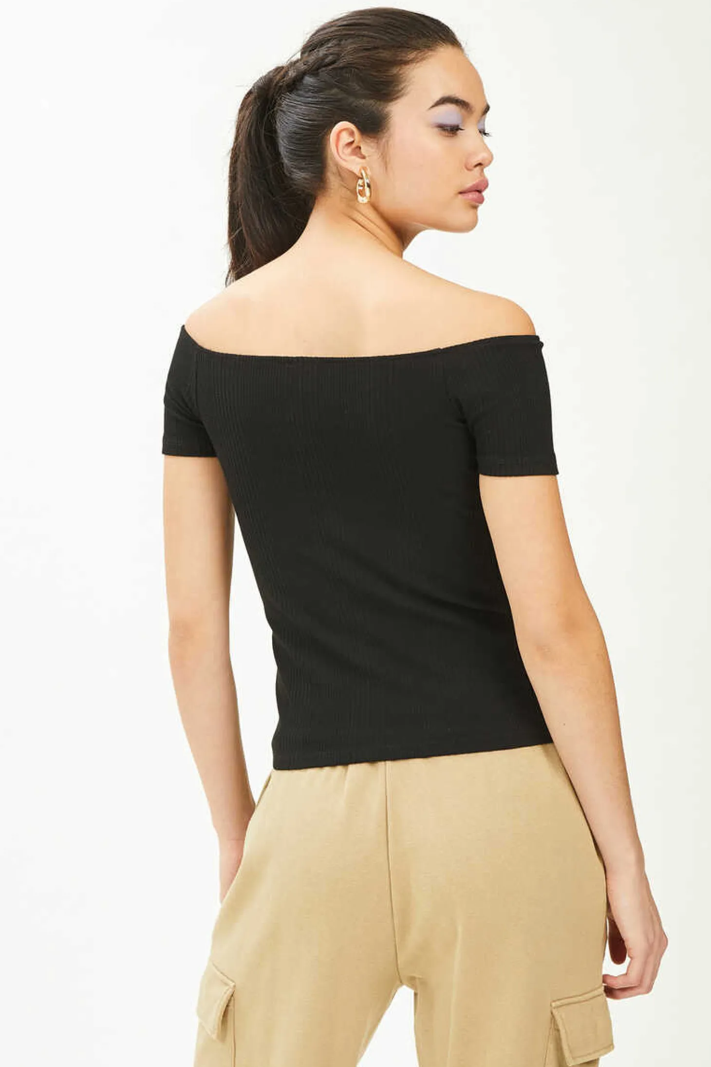 Top Decote Bardot De Malha Canelada