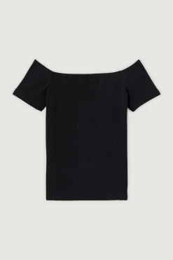 Top Decote Bardot De Malha Canelada